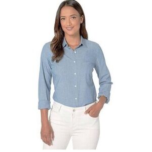 NWT UNTUCKit Valori Womens Long Sleeve Button Up Blue Cotton Shirt